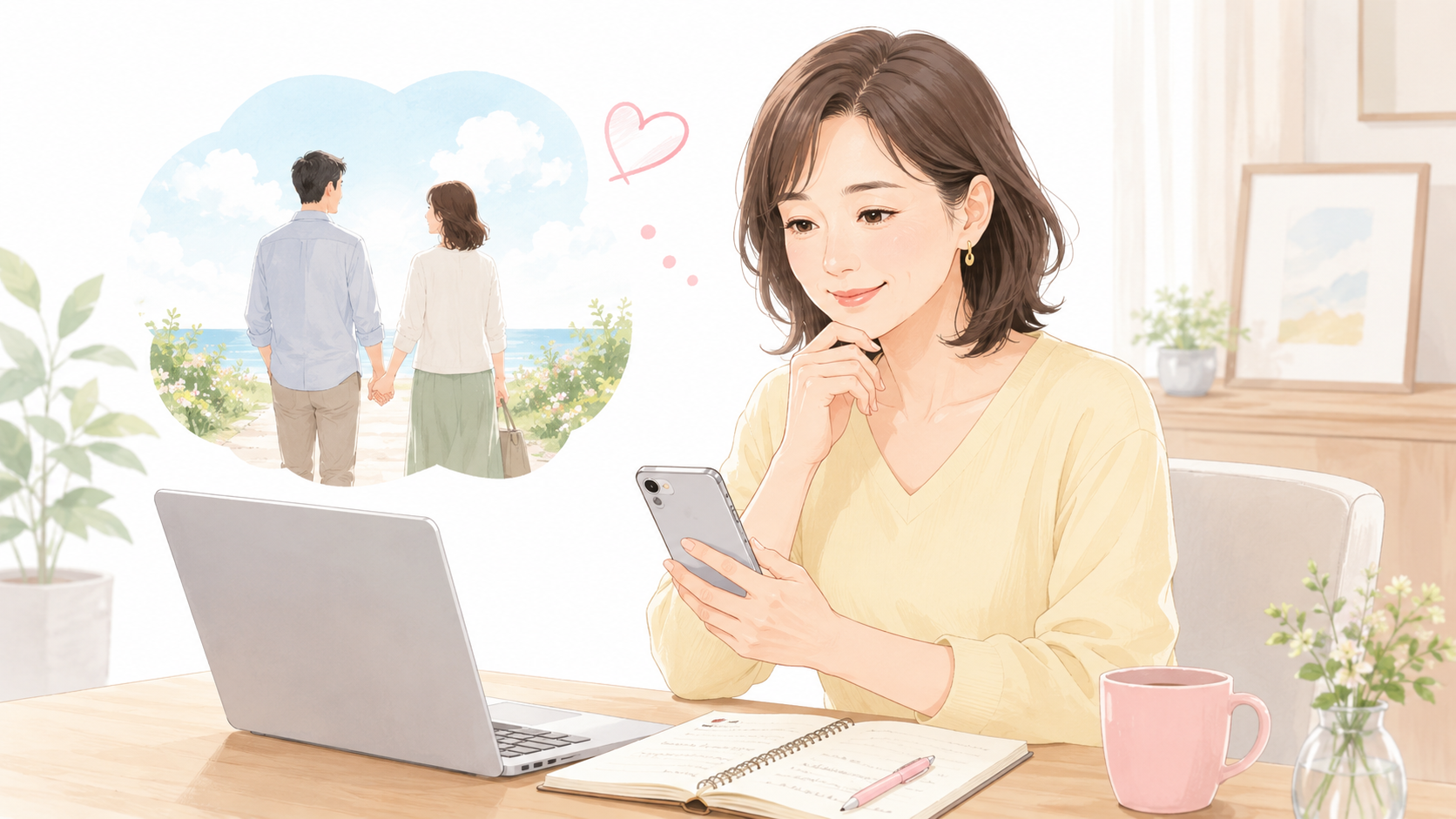 40代女性が再婚や婚活を前向きに考えるイメージ